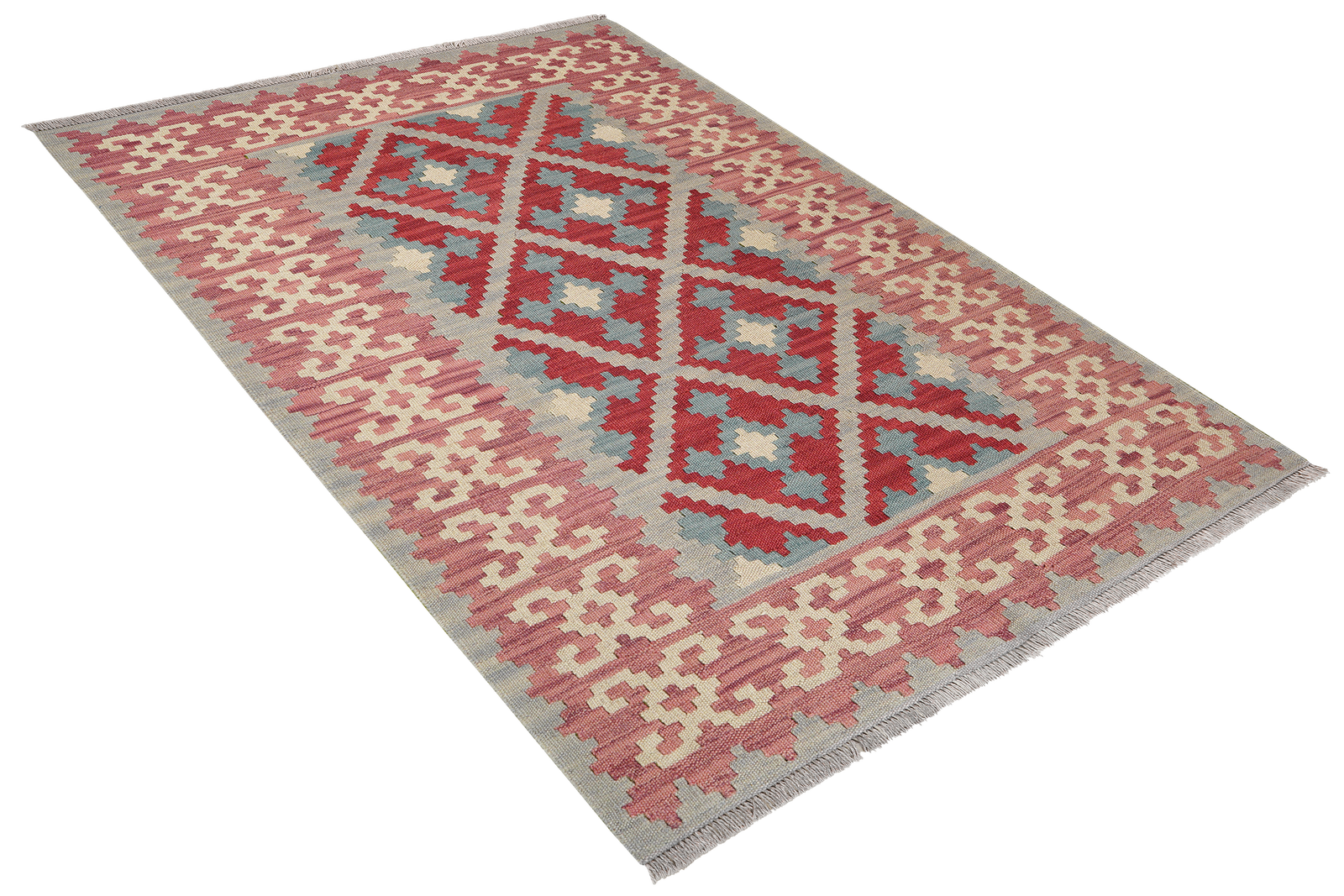 Kelim Gashgai — Handgefertigt, 174x125 cm, Rosa, 100% Virgin Wool | View 5