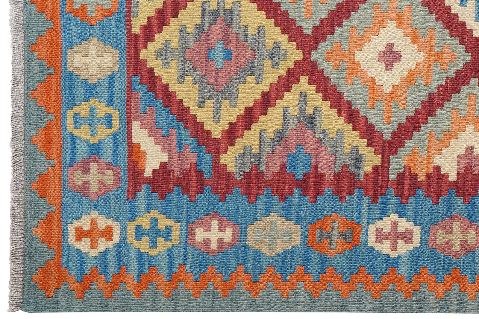 Kelim Gashgai — Handmade, 127x183 cm, Red, 100% Virgin Wool | View 3