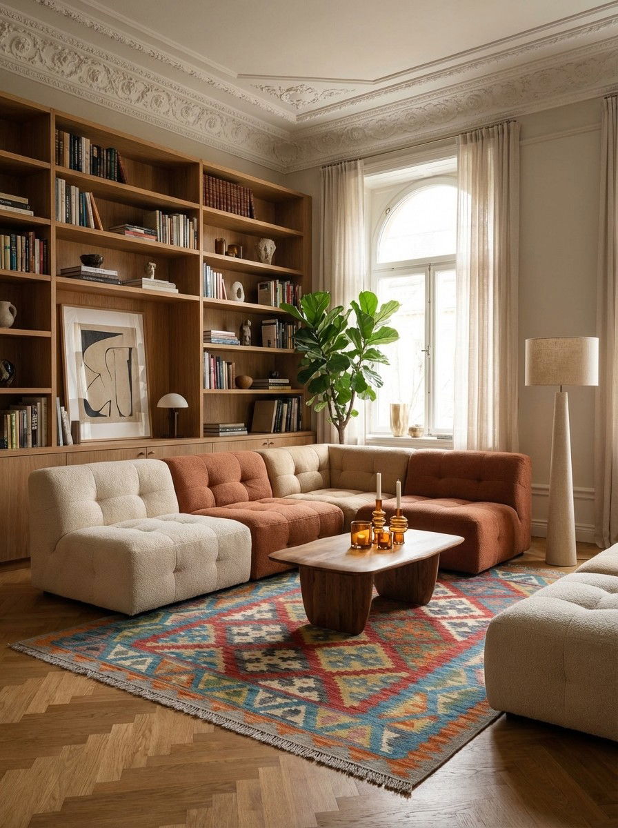 Kelim Gashgai — Handgefertigt, 177x127 cm, Blau, 100% Virgin Wool | Back view