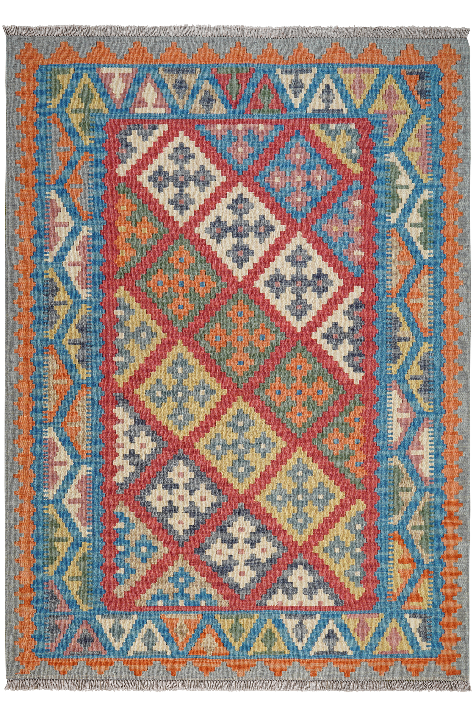 Kelim Gashgai — Handgefertigt, 177x127 cm, Blau, 100% Virgin Wool | Main view