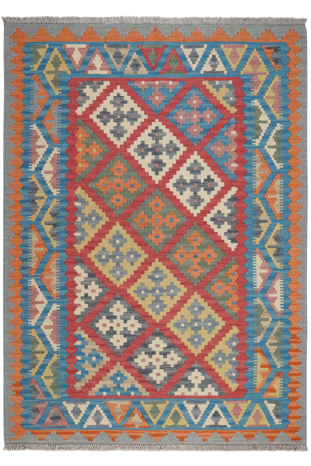 Kelim Gashgai — Handmade, 127x177 cm, Red, 100% Virgin Wool | Main view