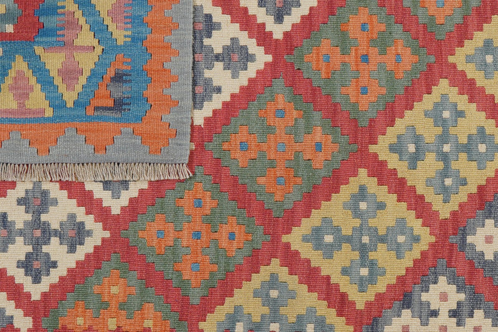 Kelim Gashgai — Handmade, 127x177 cm, Red, 100% Virgin Wool | View 6
