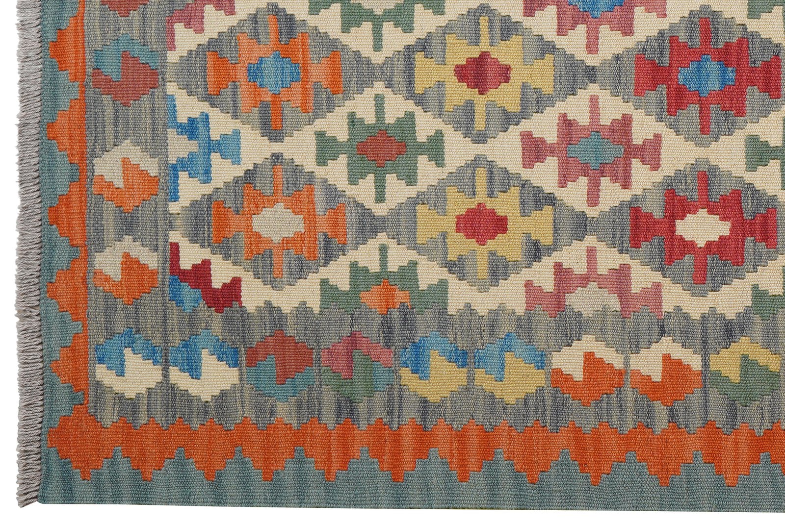 Kelim Gashgai — Handmade, 127x180 cm, Grey, 100% Virgin Wool | View 3
