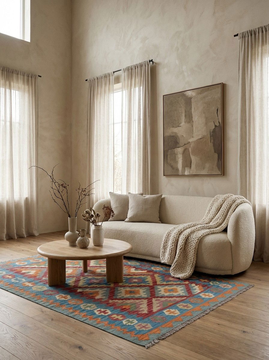 Kelim Gashgai — Handgefertigt, 181x127 cm, Blau, 100% Virgin Wool | Detail view