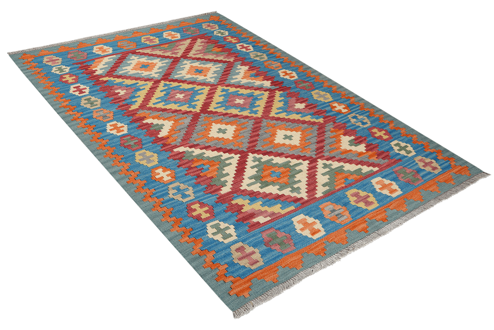 Kelim Gashgai — Handmade, 127x181 cm, Red, 100% Virgin Wool | View 4