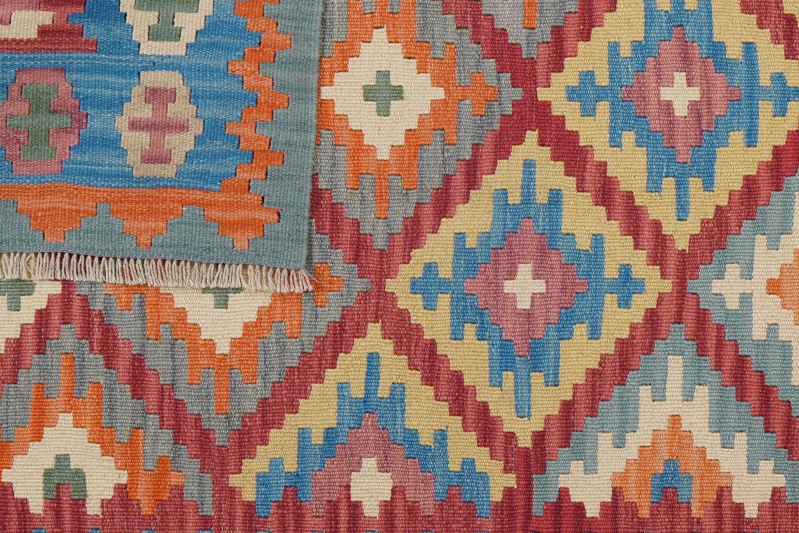 Kelim Gashgai — Handmade, 127x181 cm, Red, 100% Virgin Wool | View 6