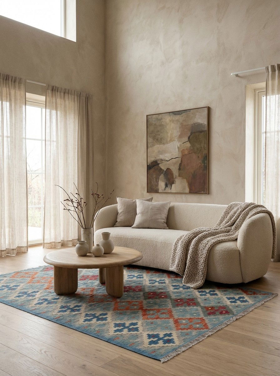 Kelim Gashgai — Handgefertigt, 181x124 cm, Rot, 100% Virgin Wool | Detail view