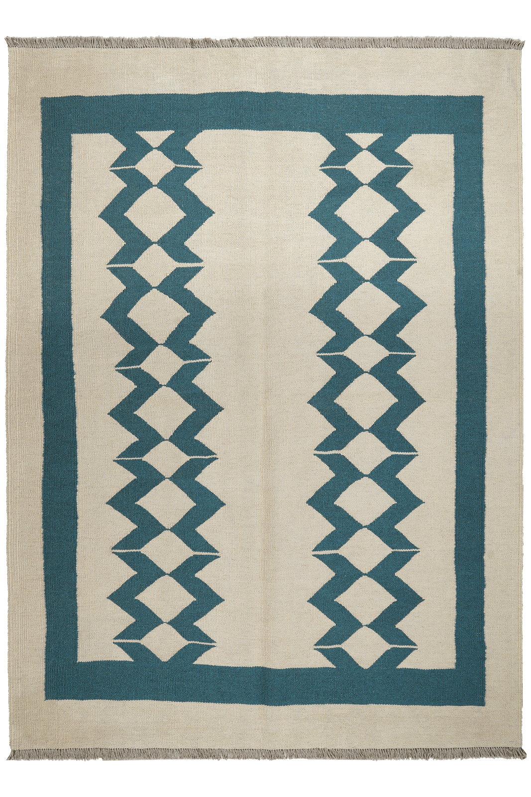 Kelim Gashgai — Handmade, 142x196 cm, Beige, 100% Virgin Wool | Main view