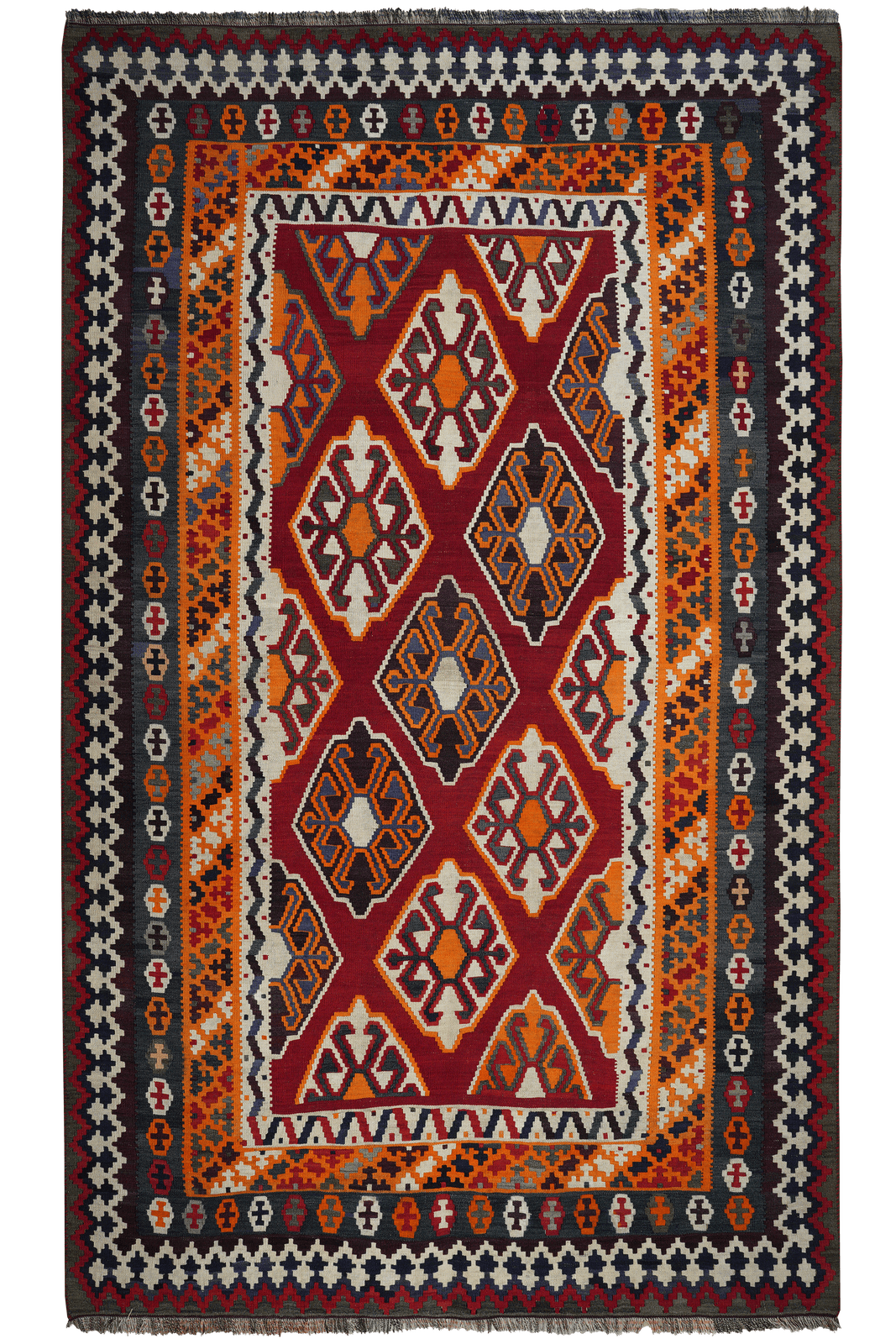 Kelim Gashgai Old — Handmade, 173x289 cm, Red, 100% Virgin Wool | Main view