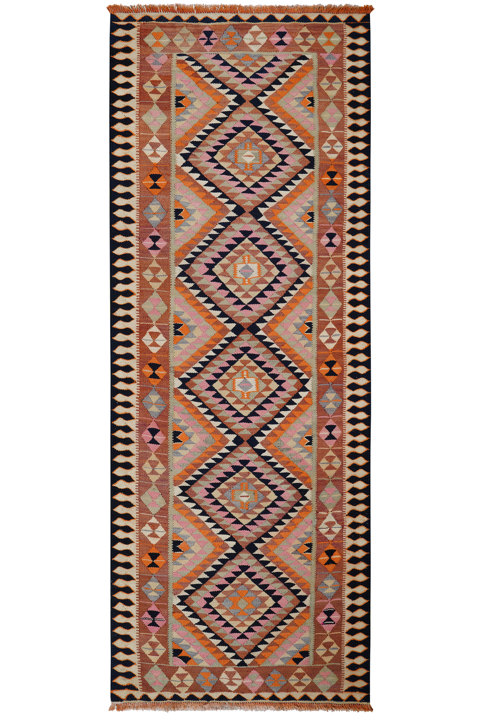 Kelim Harssin — Handgefertigt, 255x95 cm, Beige, 100% Virgin Wool | Main view
