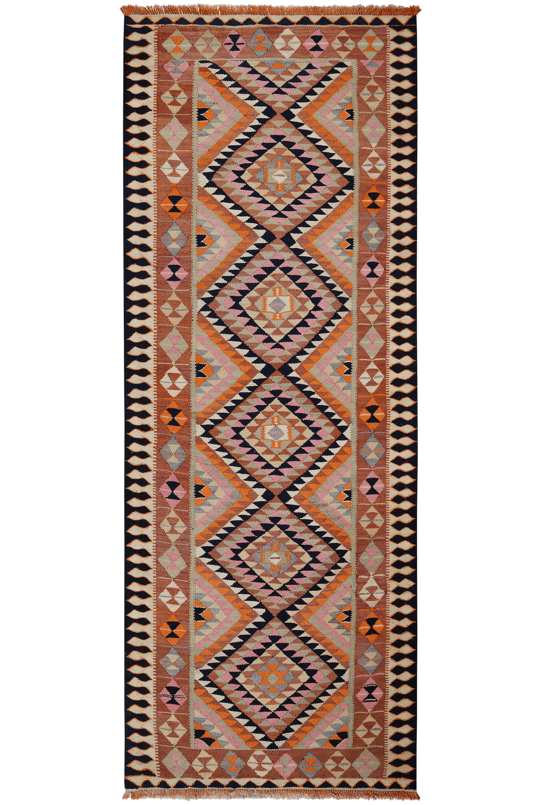 Kelim Harssin — Handmade, 95x255 cm, Black, 100% Virgin Wool | Main view