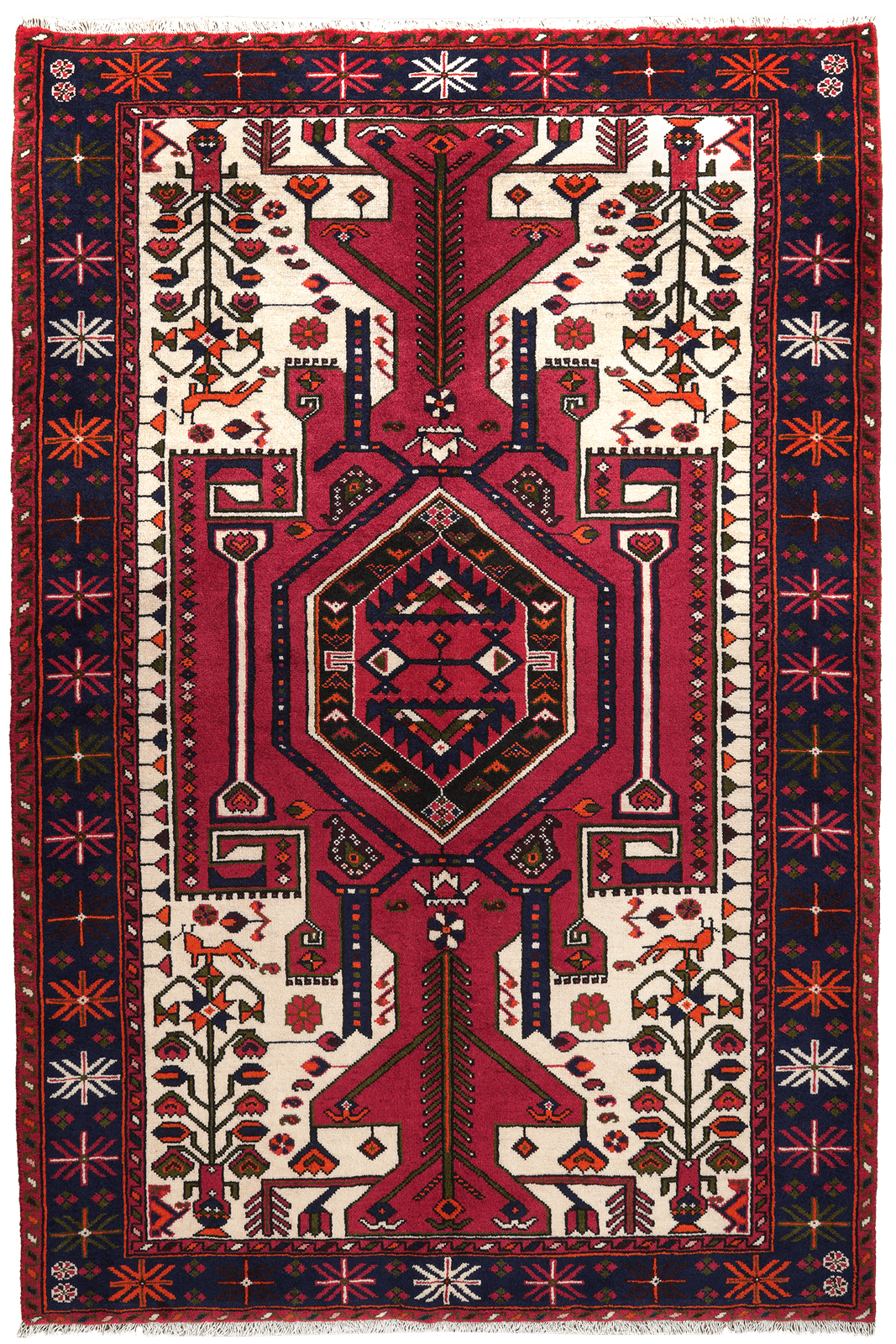 Saveh — Hand-knotted, 144x216 cm, Red, 100% Virgin Wool | Main view