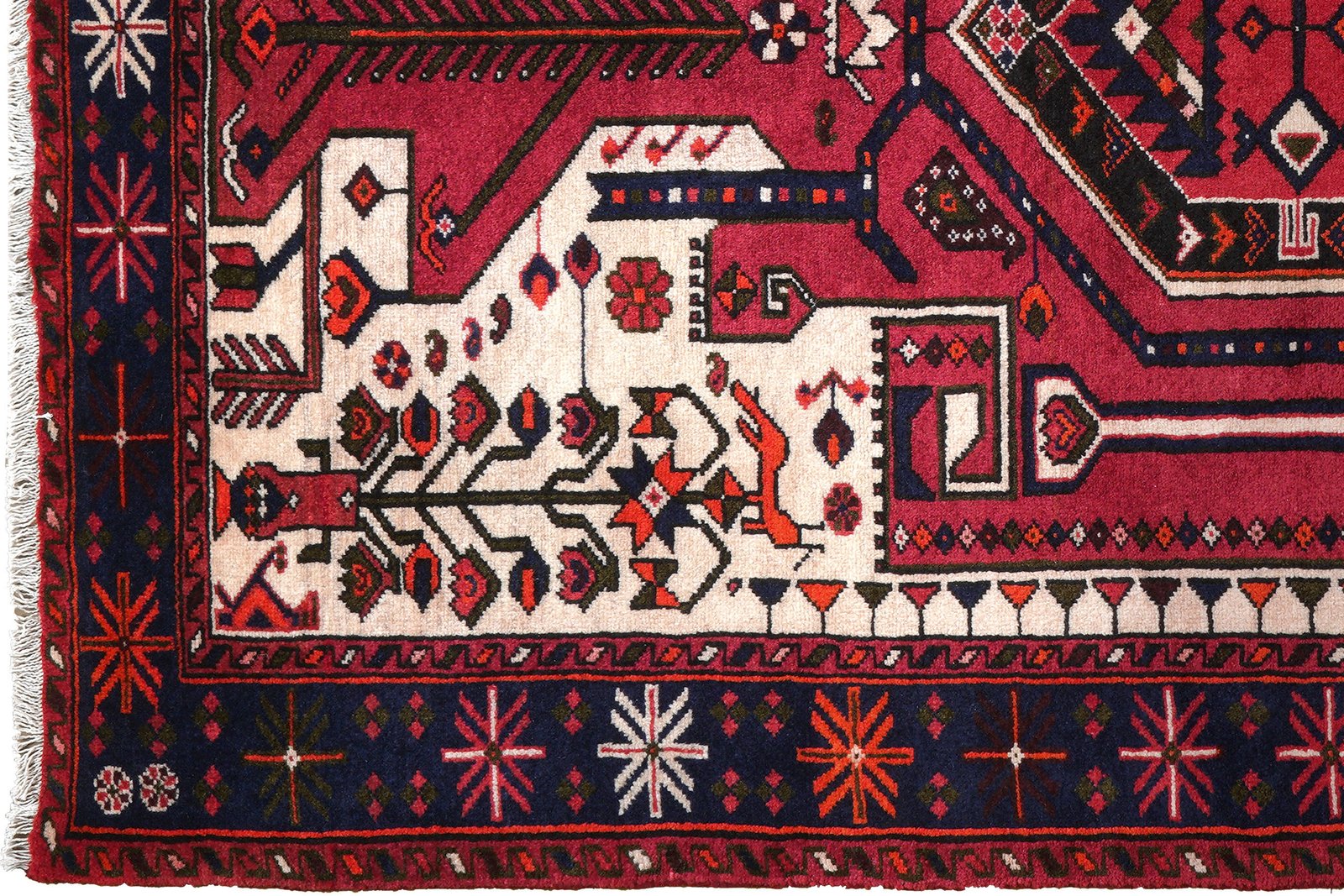 Saveh — Hand-knotted, 144x216 cm, Red, 100% Virgin Wool | View 3
