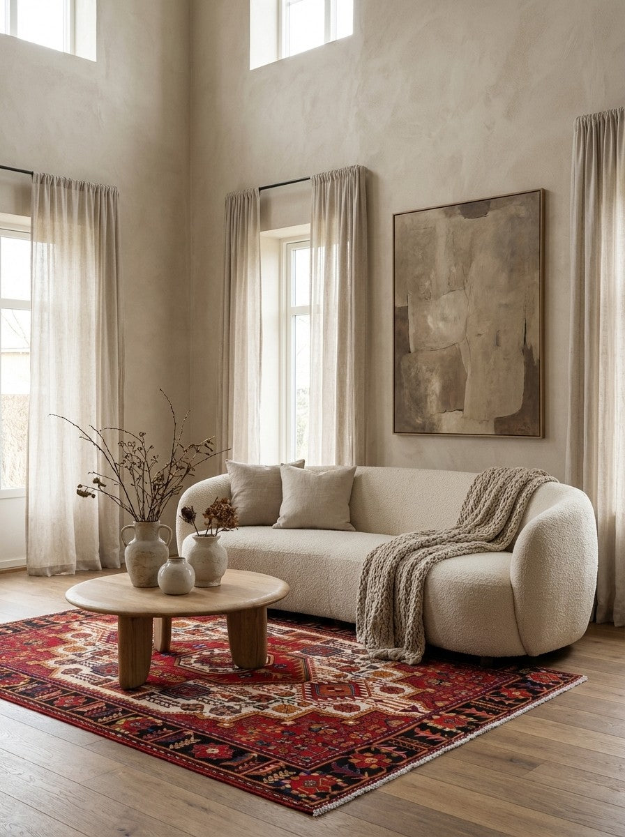 Nahavand — Hand-knotted, 143x201 cm, Beige, 100% Virgin Wool | Detail view