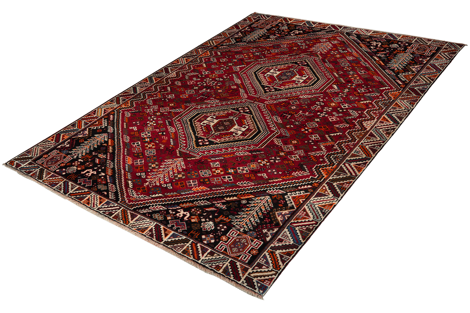 Gashgai — Hand-knotted, 177x254 cm, Red, 100% Virgin Wool | View 5