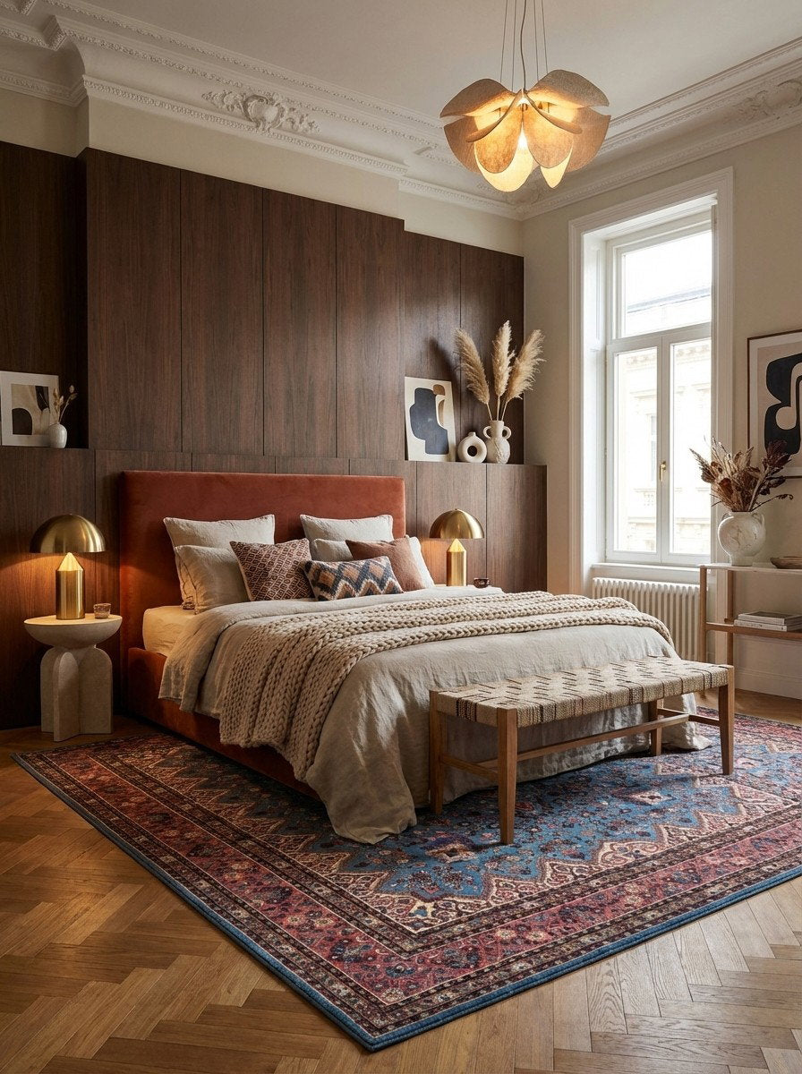 Mehreban — Handgefertigt, 289x257 cm, Rot, 100% Virgin Wool | Back view