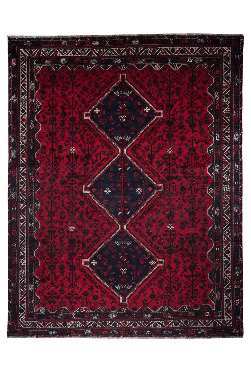 Gashgai — Hand-knotted, 310x393 cm, Red, 100% Virgin Wool | Main view