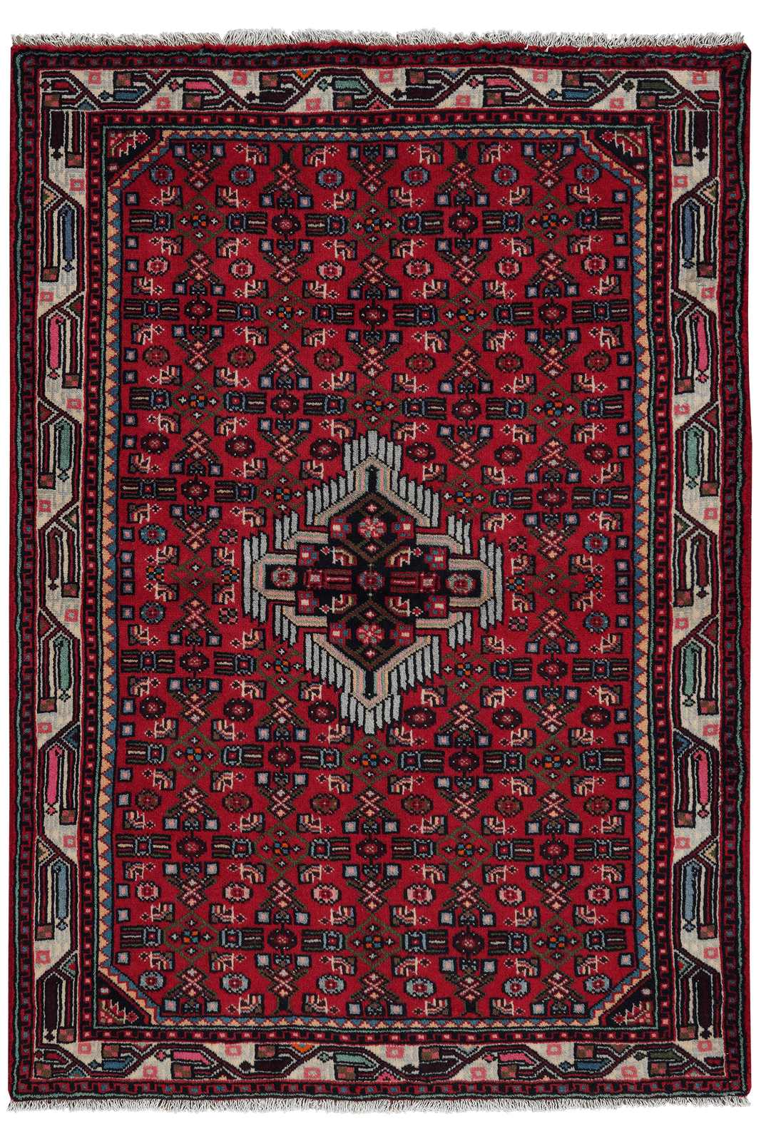 Assadabad — Hand-knotted, 102x146 cm, Red, 100% Virgin Wool | Main view