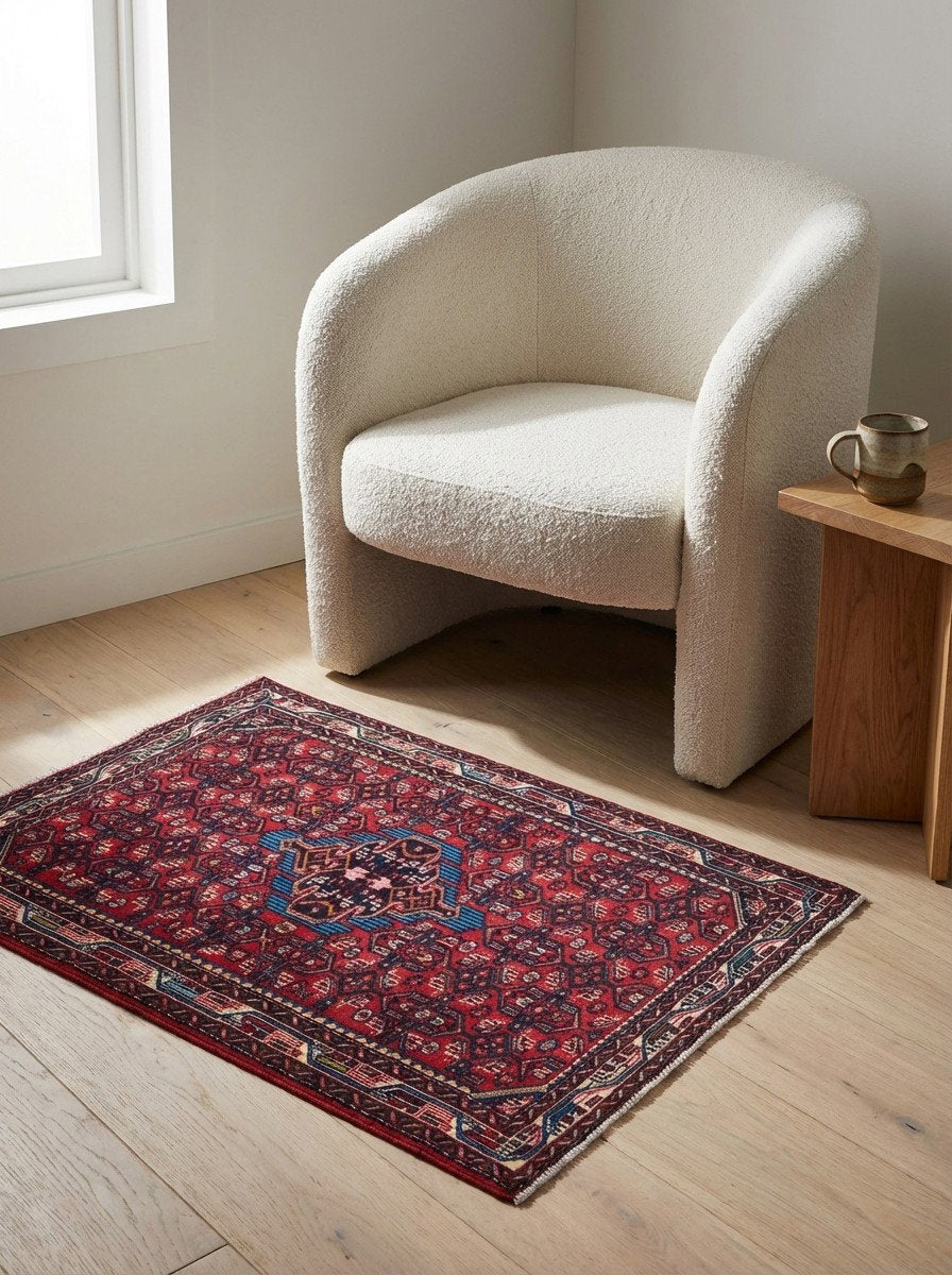 Assadabad — Handgefertigt, 143x108 cm, Beige, 100% Virgin Wool | Detail view