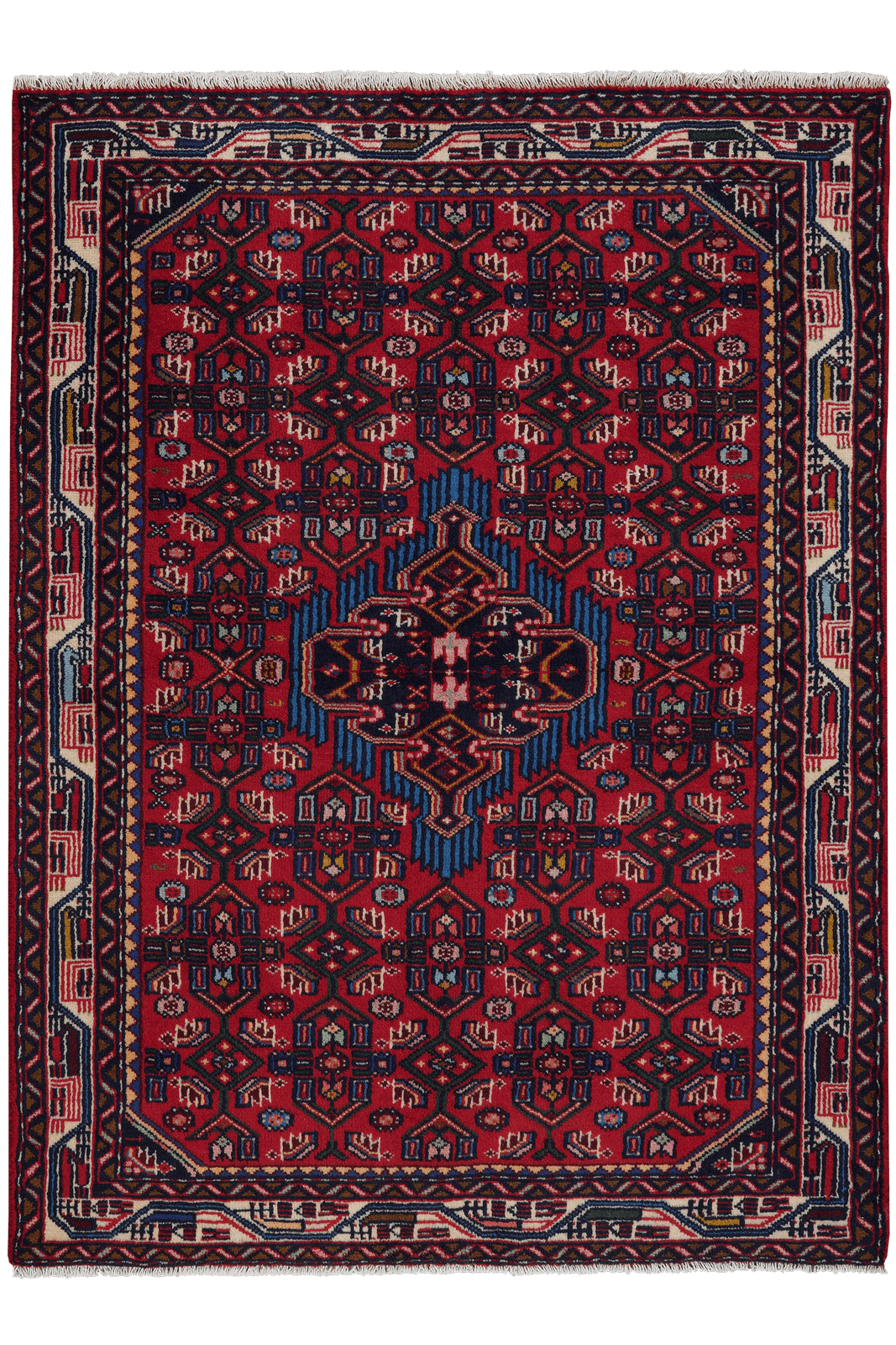 Assadabad — Hand-knotted, 108x143 cm, Red, 100% Virgin Wool | Main view