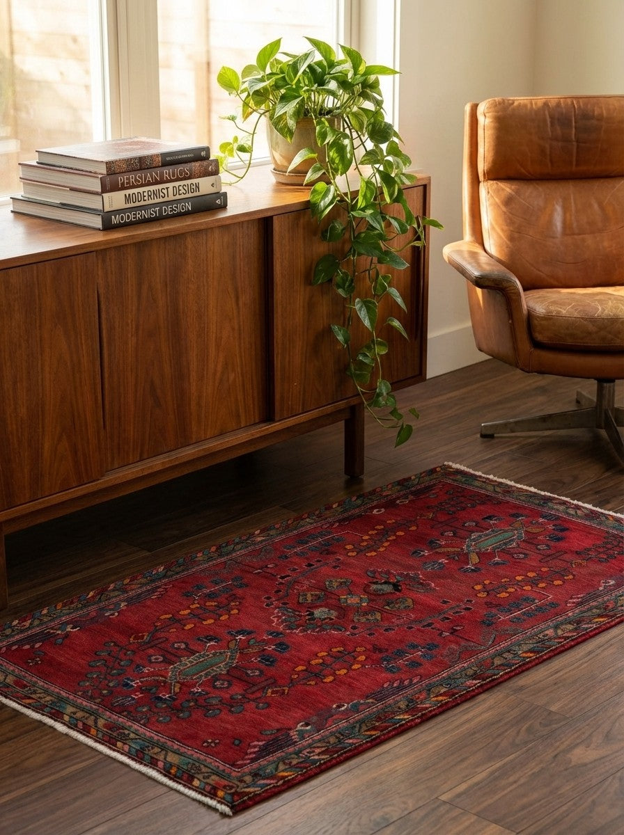 Lilian — Hand-knotted, 104x171 cm, Red, 100% Virgin Wool | Back view
