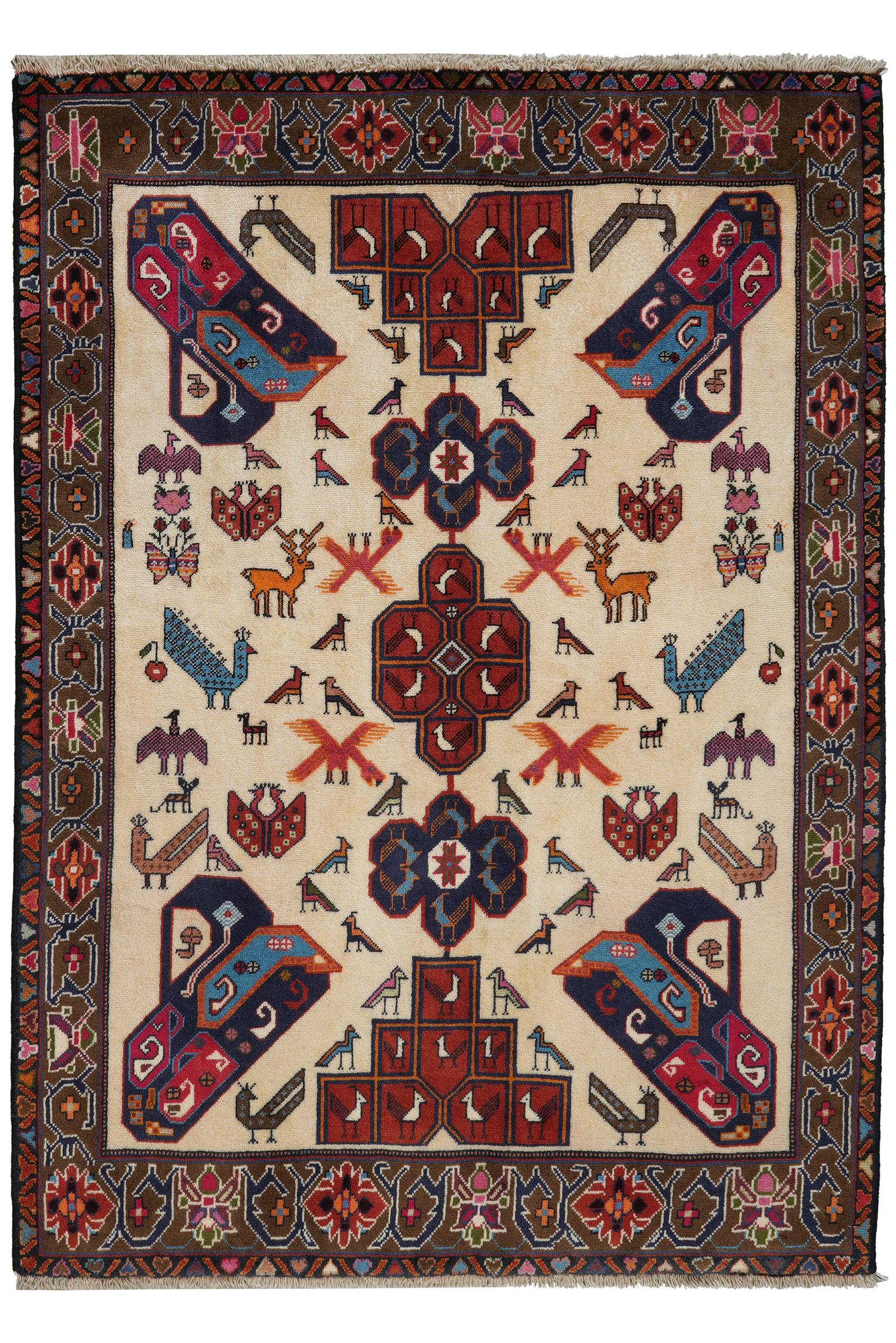 Afshar — Handgefertigt, 152x108 cm, Grün, 100% Virgin Wool | Main view