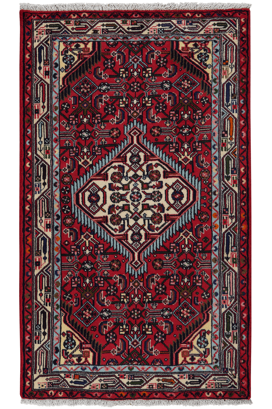 Assadabad — Hand-knotted, 81x136 cm, Red, 100% Virgin Wool | Main view
