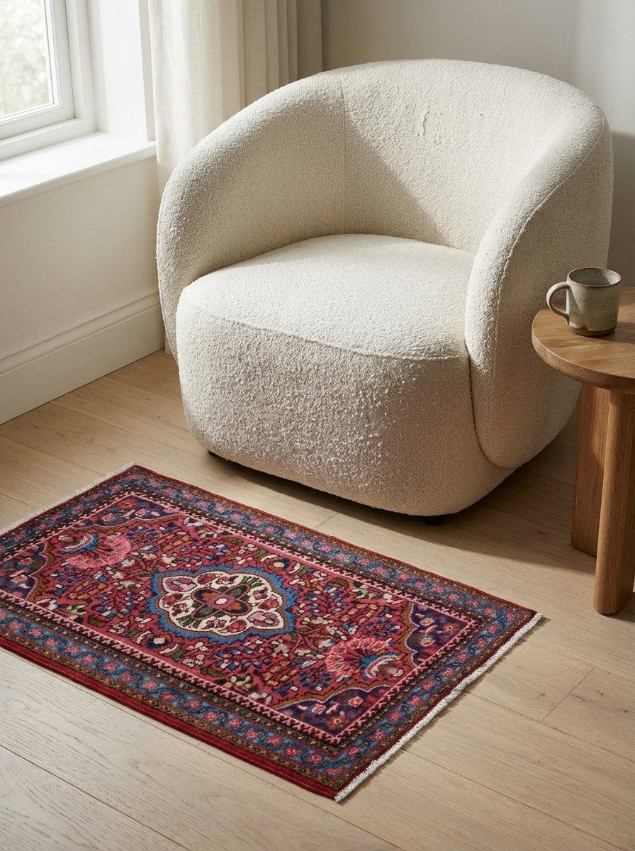 Lilian — Handgefertigt, 124x72 cm, Blau, 100% Virgin Wool | Detail view