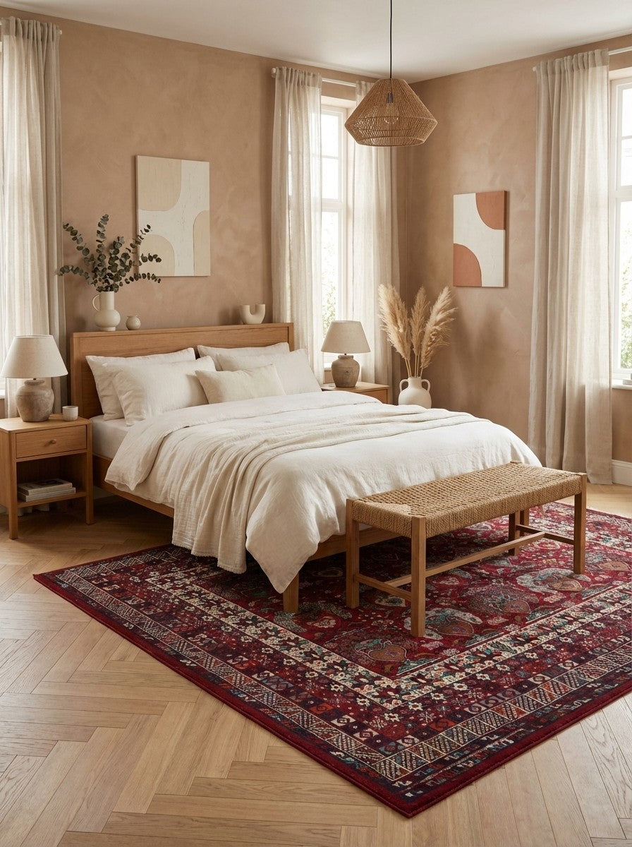 Gashgai — Hand-knotted, 206x297 cm, Red, 100% Virgin Wool | Detail view