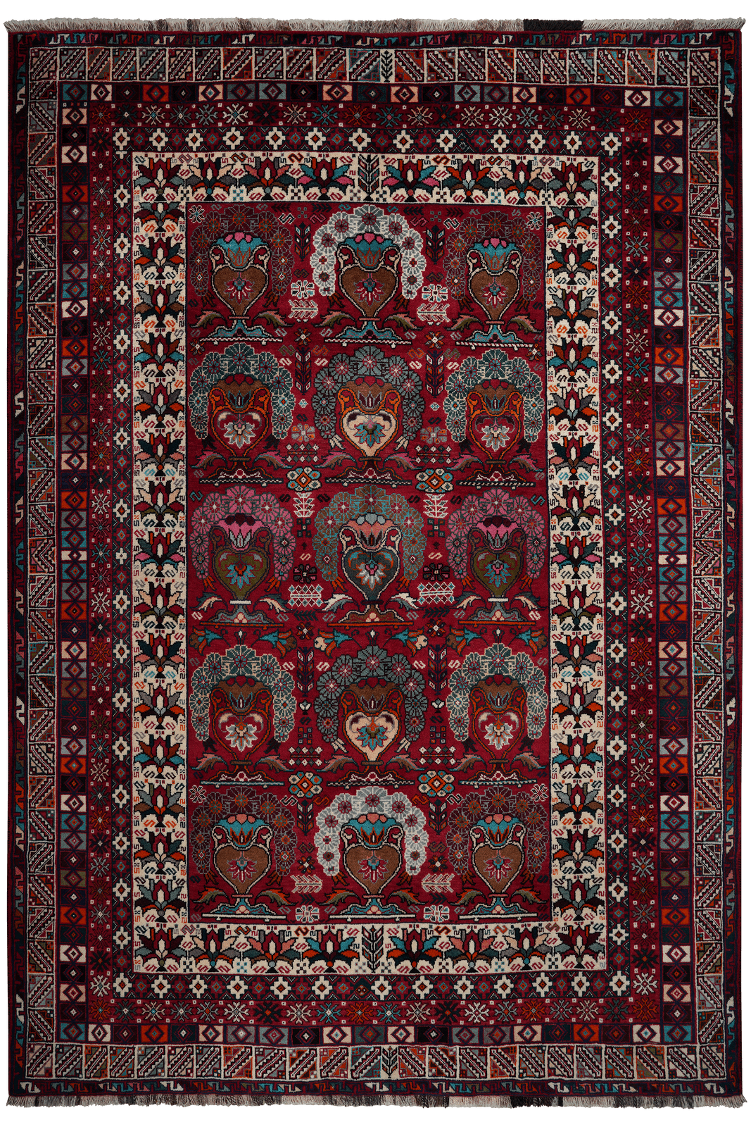 Gashgai — Hand-knotted, 206x297 cm, Red, 100% Virgin Wool | Main view