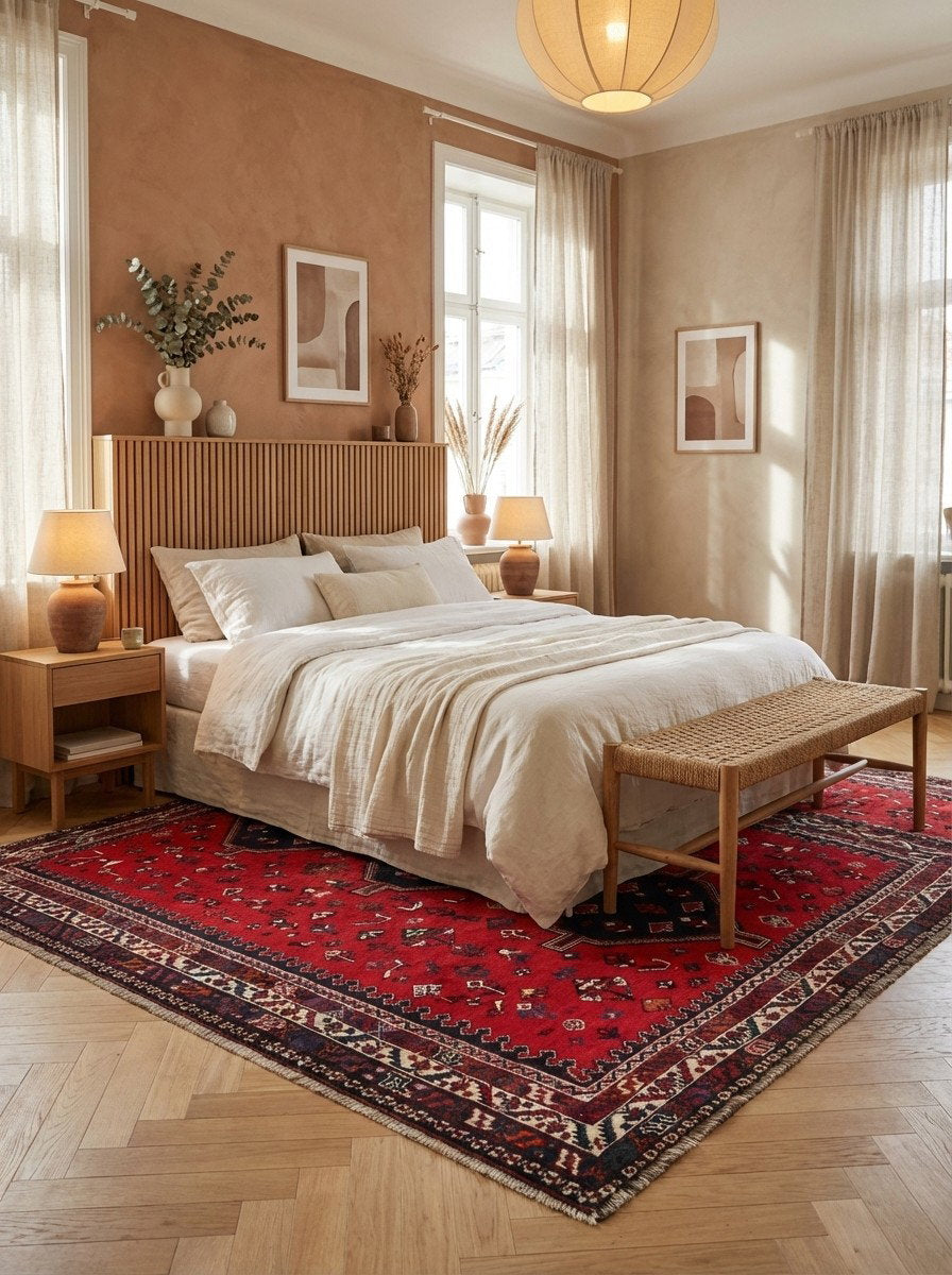 Shiraz — Handgefertigt, 302x221 cm, Beige, 100% Virgin Wool | Detail view