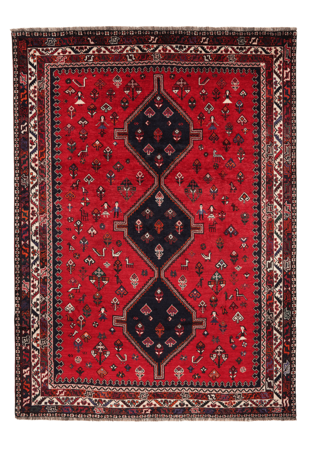 Shiraz — Hand-knotted, 221x302 cm, Red, 100% Virgin Wool | Main view