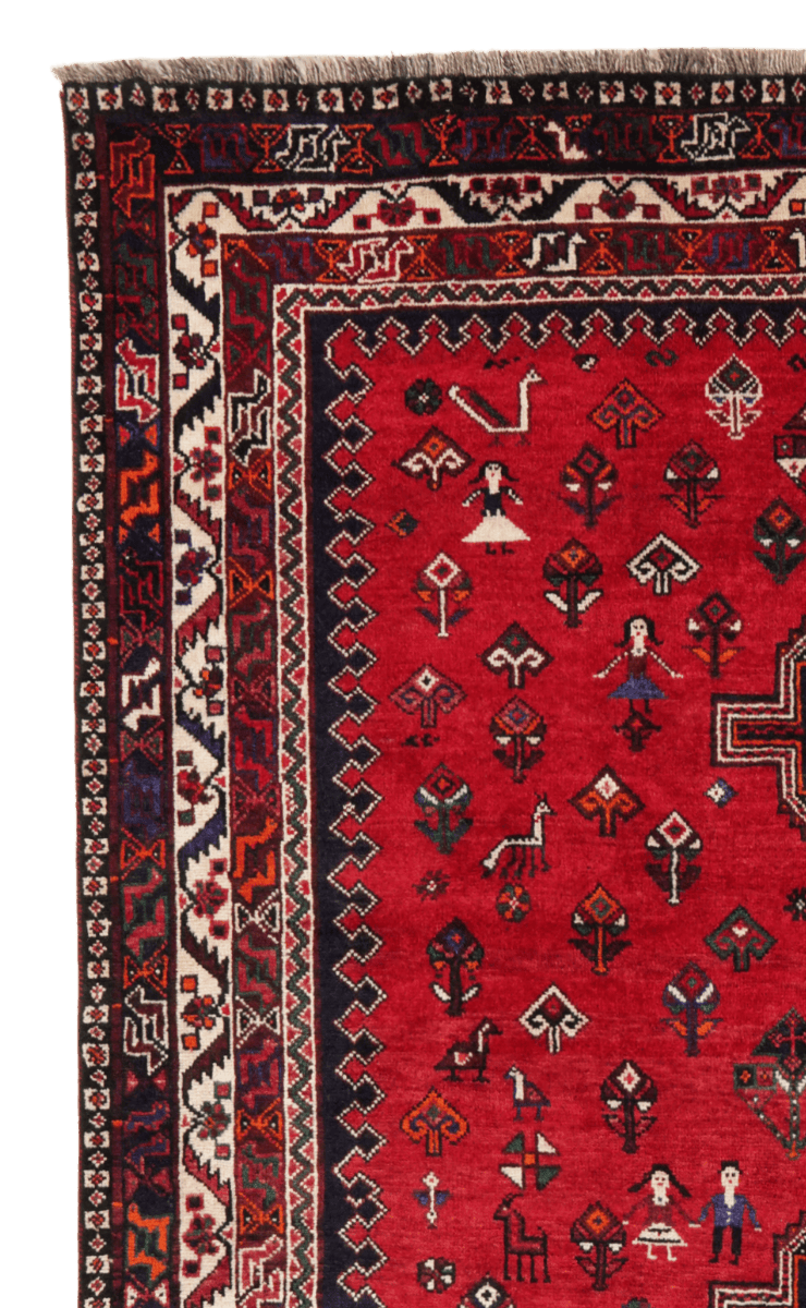 Shiraz — Hand-knotted, 221x302 cm, Red, 100% Virgin Wool | View 3