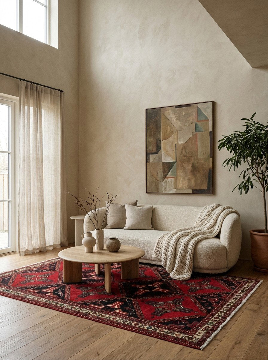 Afshar — Handgefertigt, 250x162 cm, Beige, 100% Virgin Wool | Detail view