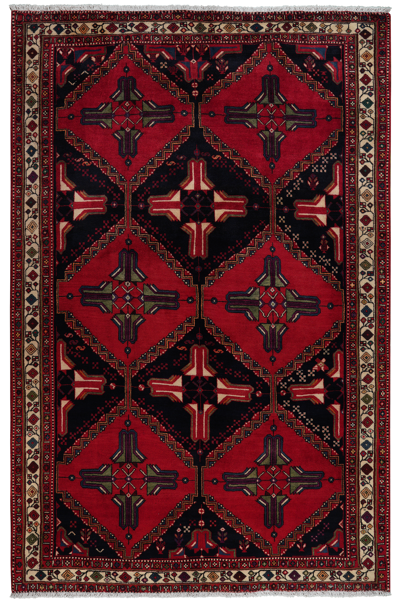Afshar — Handgefertigt, 250x162 cm, Beige, 100% Virgin Wool | Main view