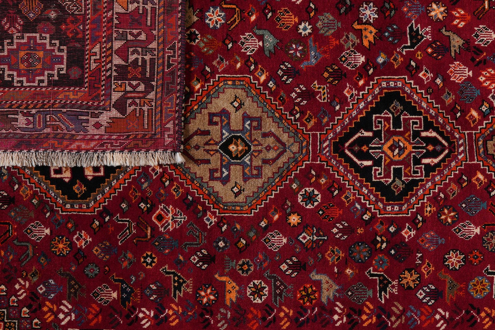 Gashgai — Hand-knotted, 162x260 cm, Red, 100% Virgin Wool | View 7