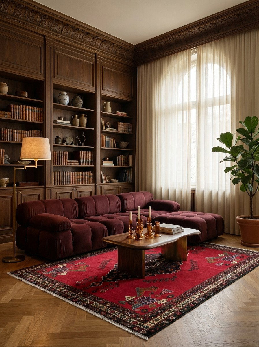 Afshar — Handgefertigt, 216x164 cm, Beige, 100% Virgin Wool | Back view