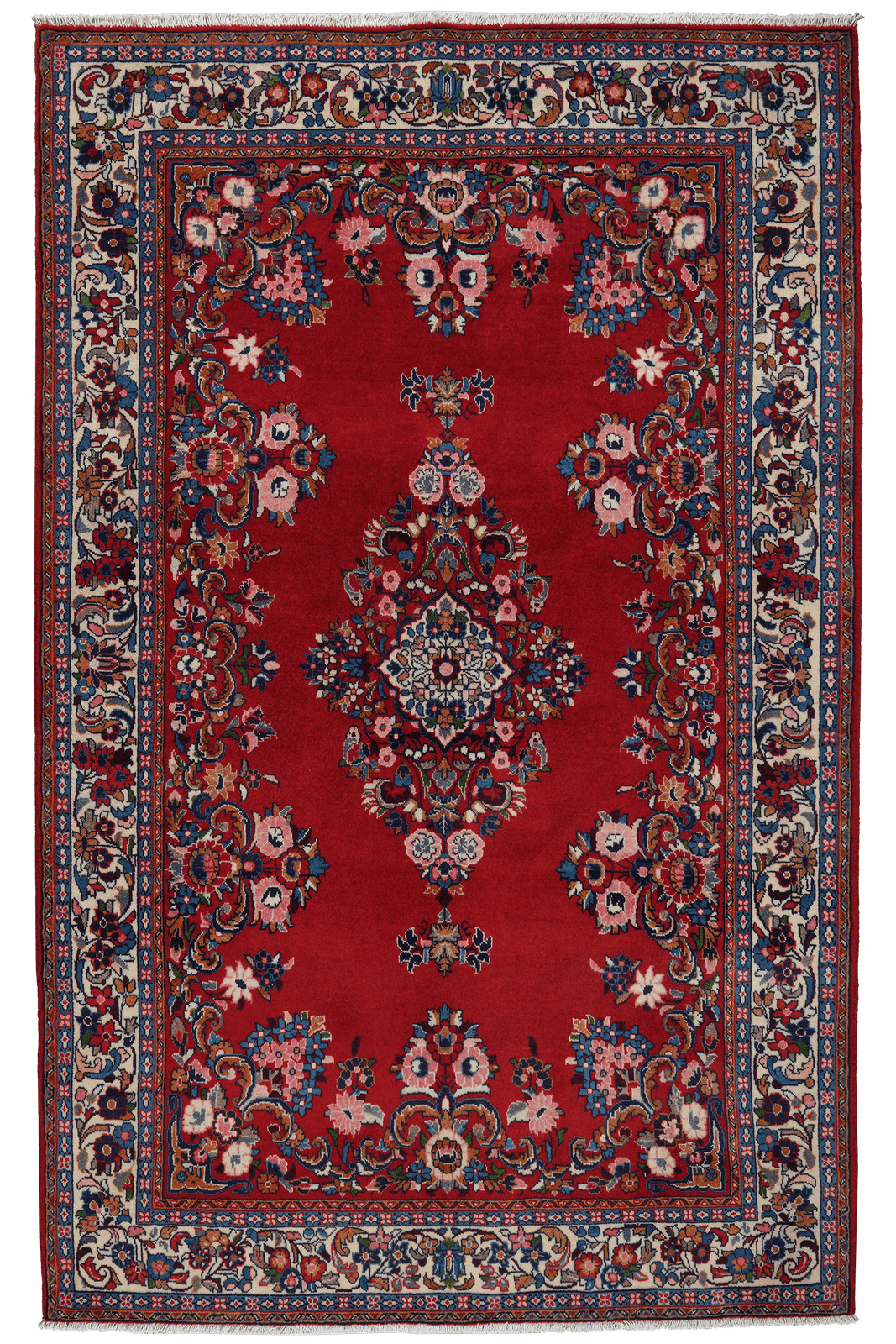 Sarough — Hand-knotted, 134x215 cm, Red, 100% Virgin Wool | Main view