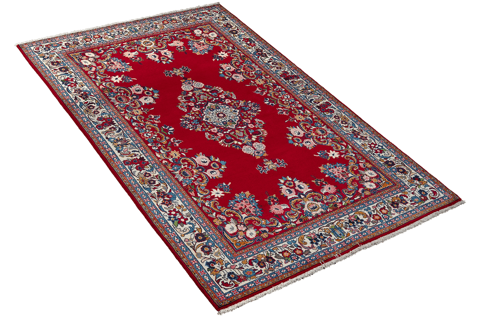 Sarough — Hand-knotted, 134x215 cm, Red, 100% Virgin Wool | View 4