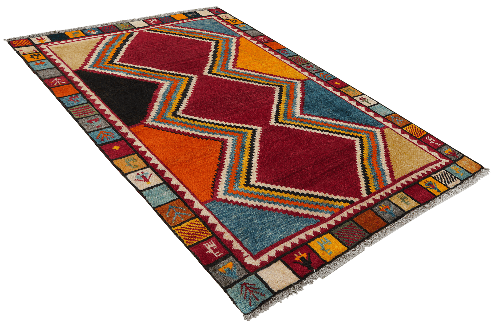 Gashgai — Hand-knotted, 101x148 cm, Red, 100% Virgin Wool | View 4