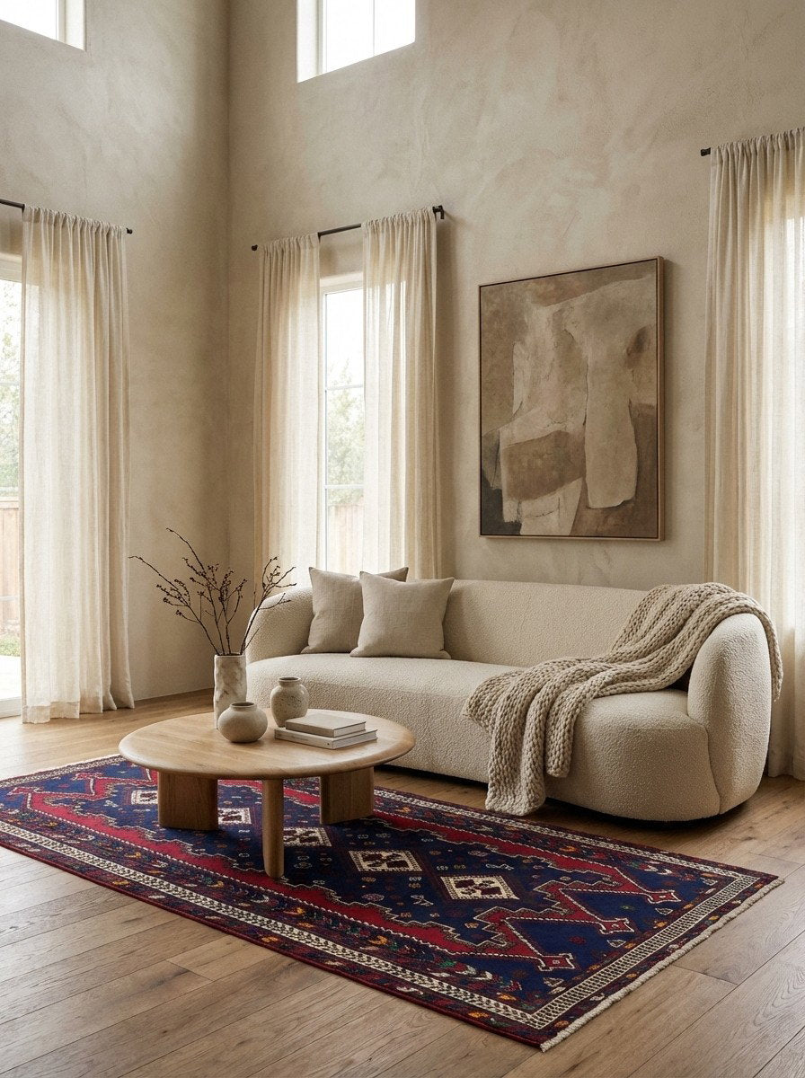 Afshar — Handgefertigt, 230x99 cm, Beige, 100% Virgin Wool | Detail view