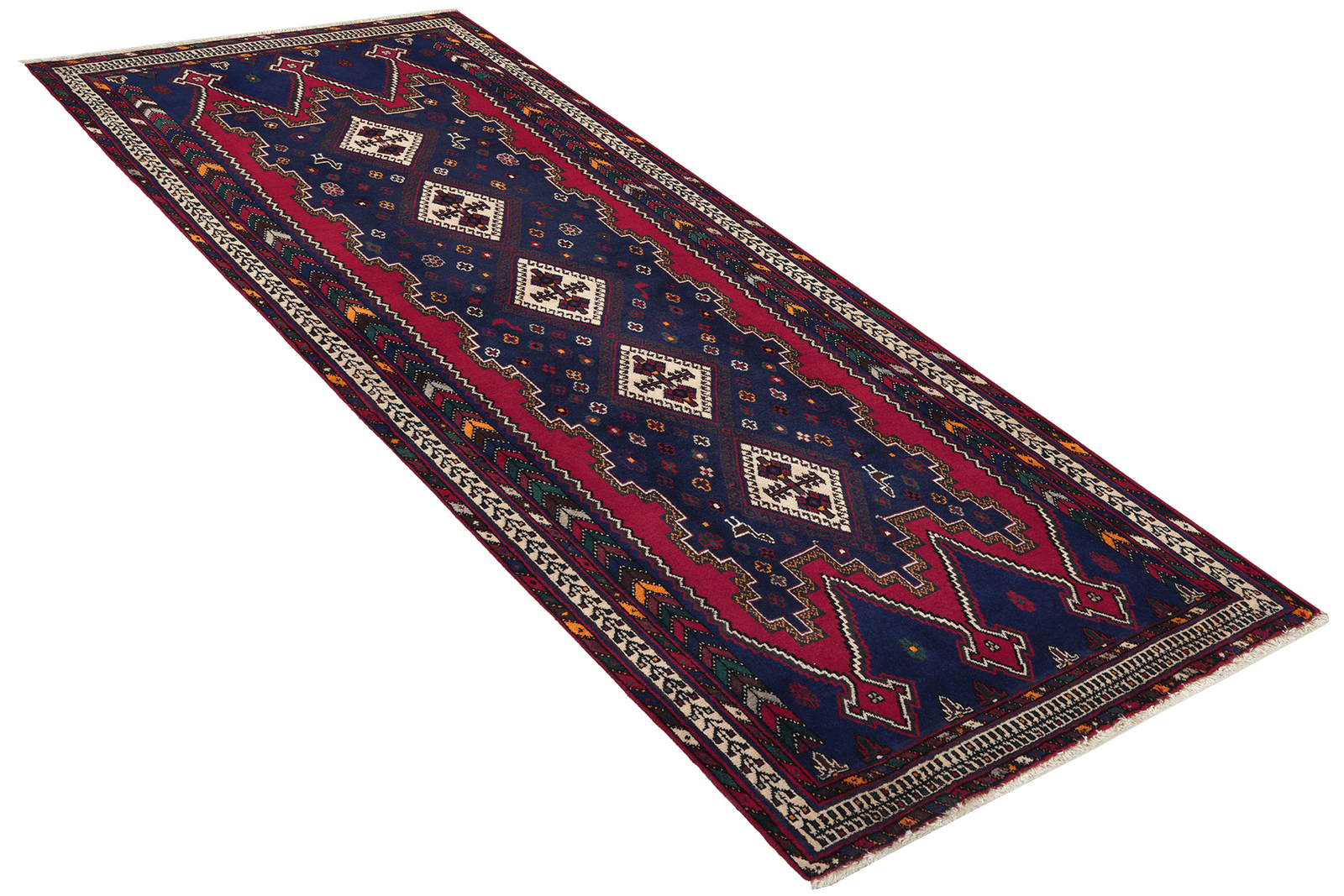 Afshar — Hand-knotted, 99x230 cm, Blue, 100% Virgin Wool | View 4