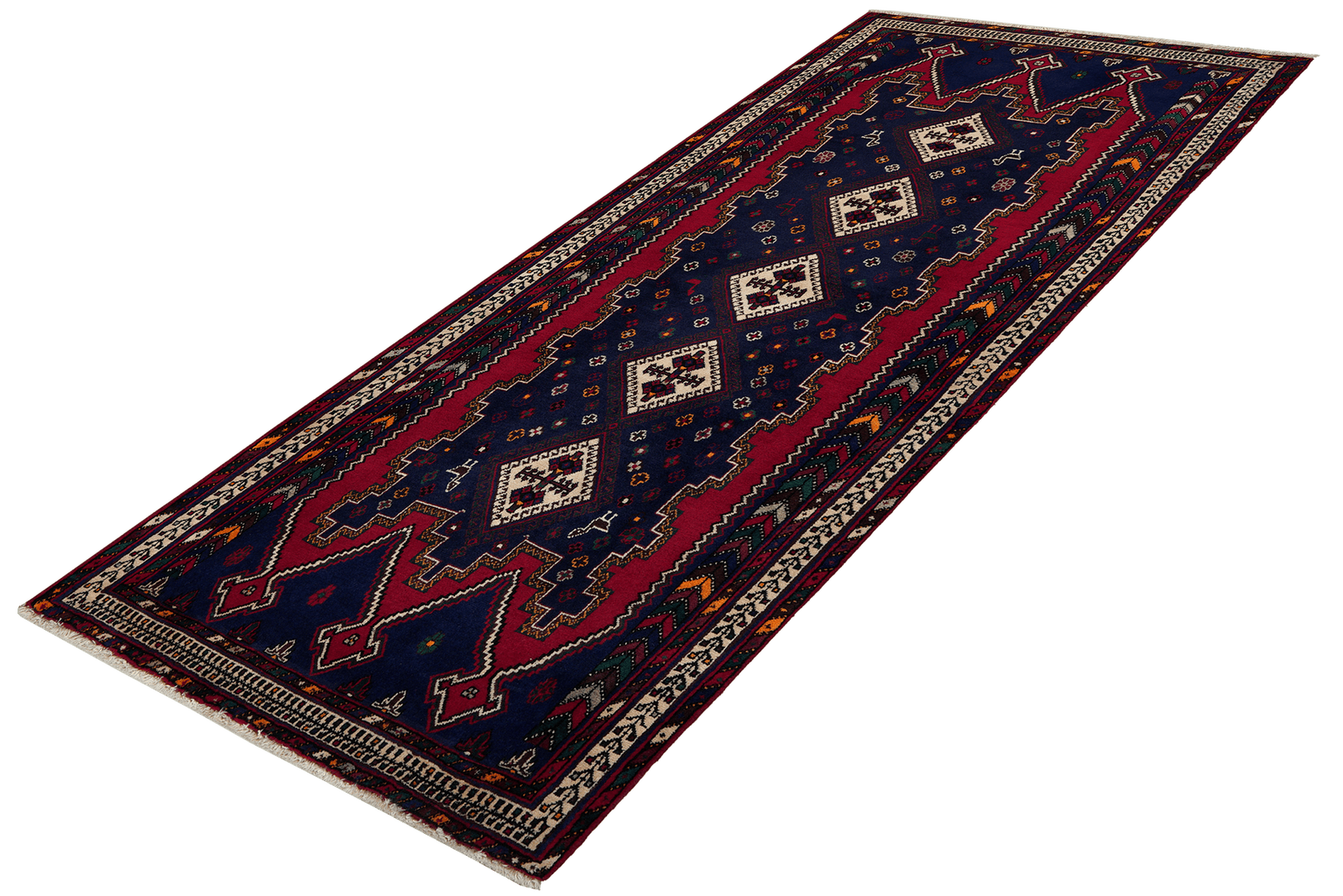 Afshar — Hand-knotted, 99x230 cm, Blue, 100% Virgin Wool | View 5