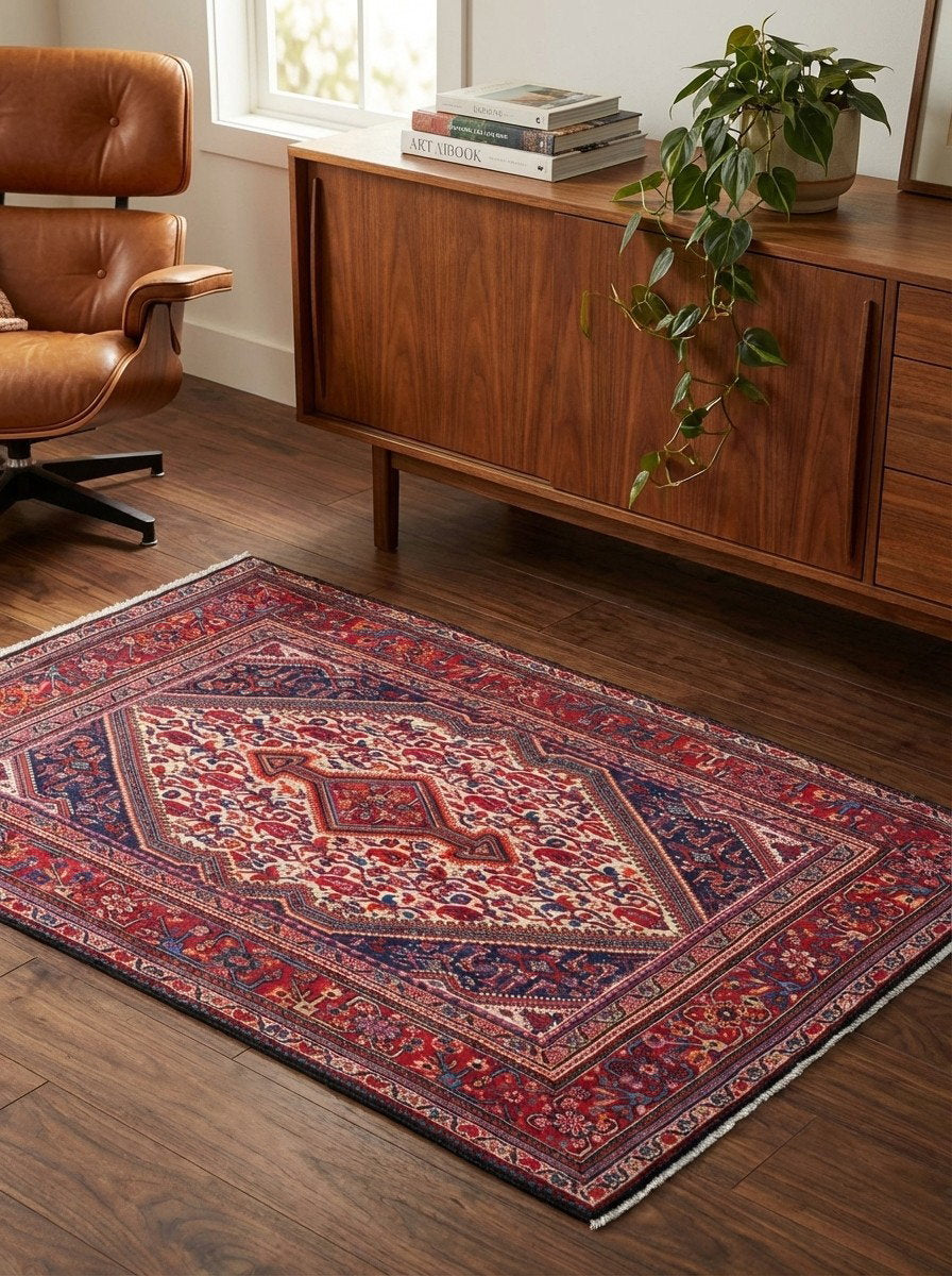 Djozan — Handgefertigt, 158x108 cm, Rot, 100% Virgin Wool | Back view