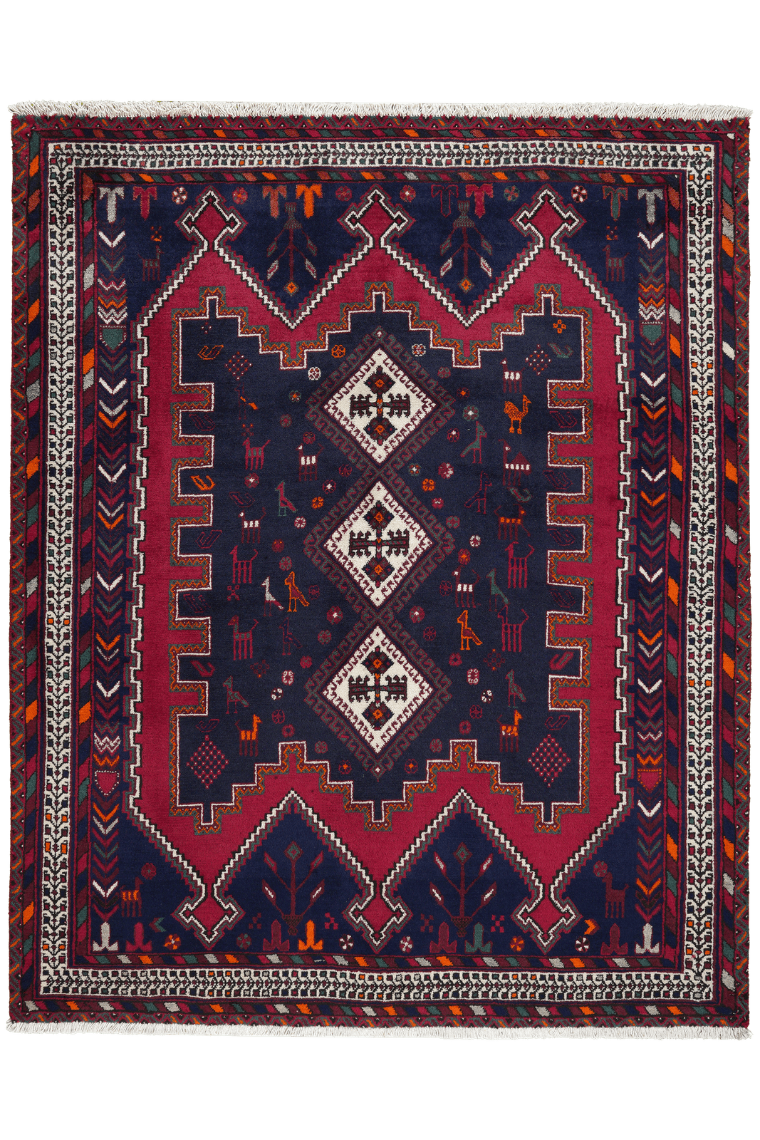 Afshar — Hand-knotted, 132x166 cm, Blue, 100% Virgin Wool | Main view