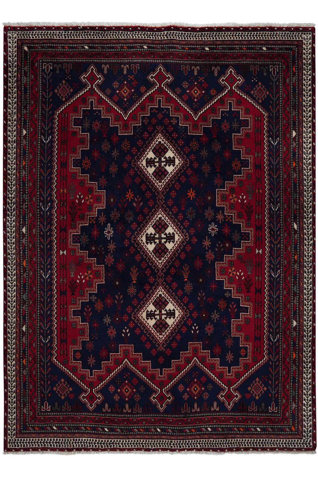 Afshar — Hand-knotted, 176x241 cm, Blue, 100% Virgin Wool | Main view