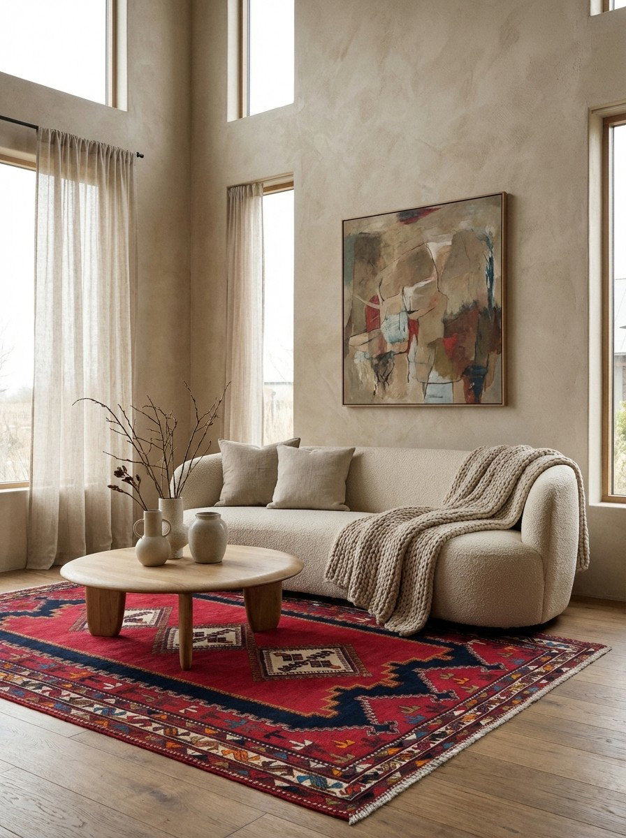 Afshar — Handgefertigt, 235x145 cm, Beige, 100% Virgin Wool | Detail view