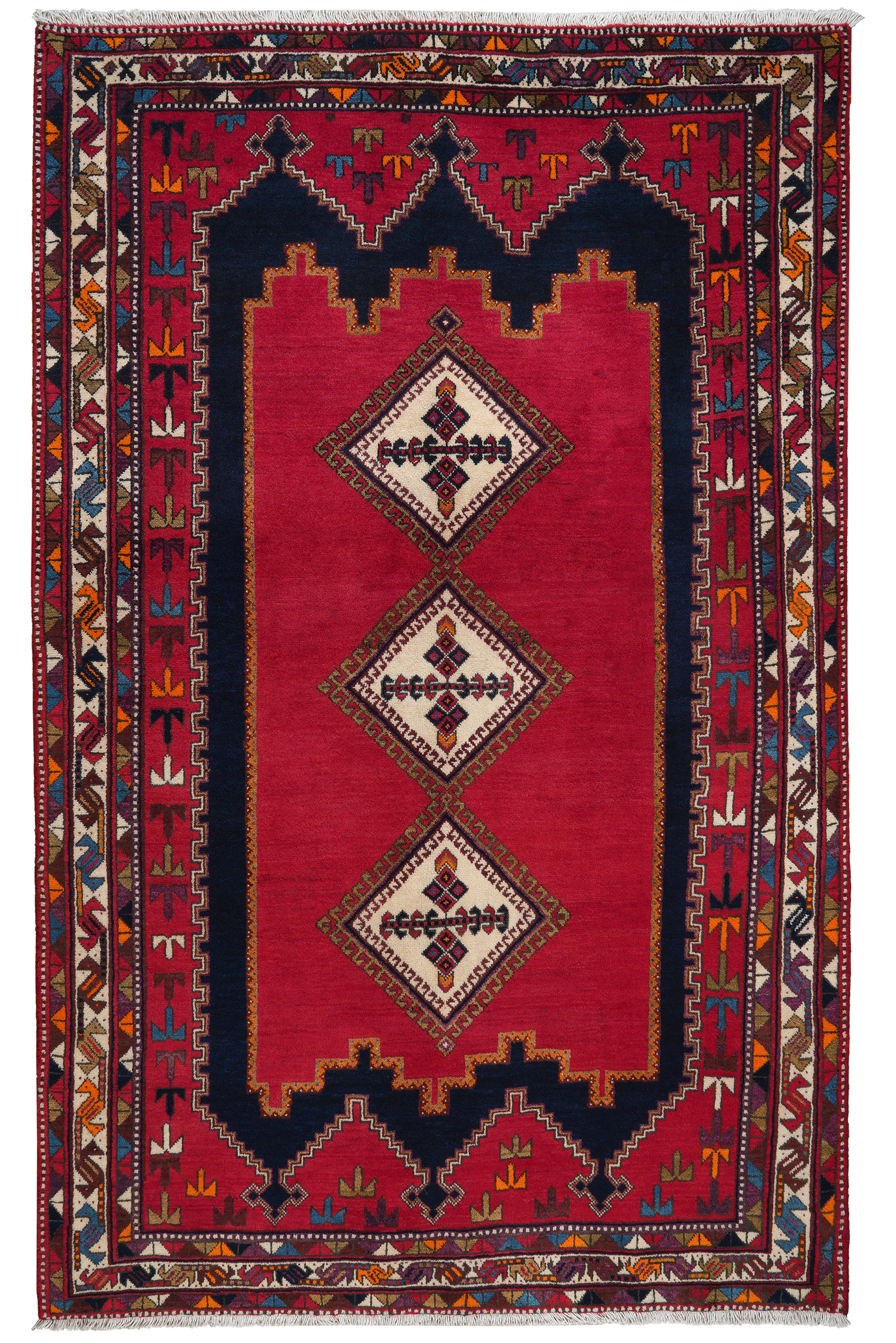Afshar — Handgefertigt, 235x145 cm, Beige, 100% Virgin Wool | Main view