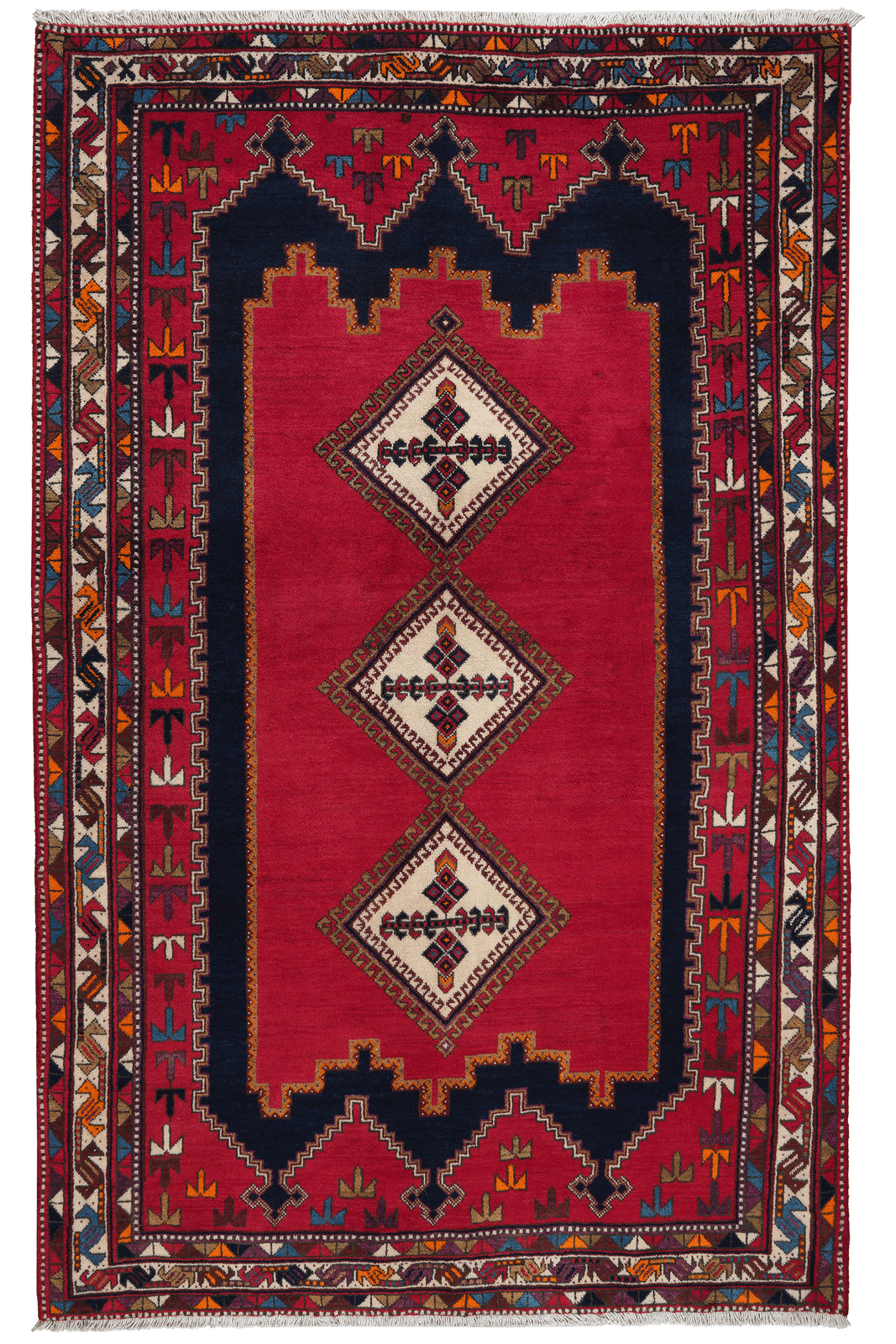 Afshar — Hand-knotted, 145x235 cm, Red, 100% Virgin Wool | Main view