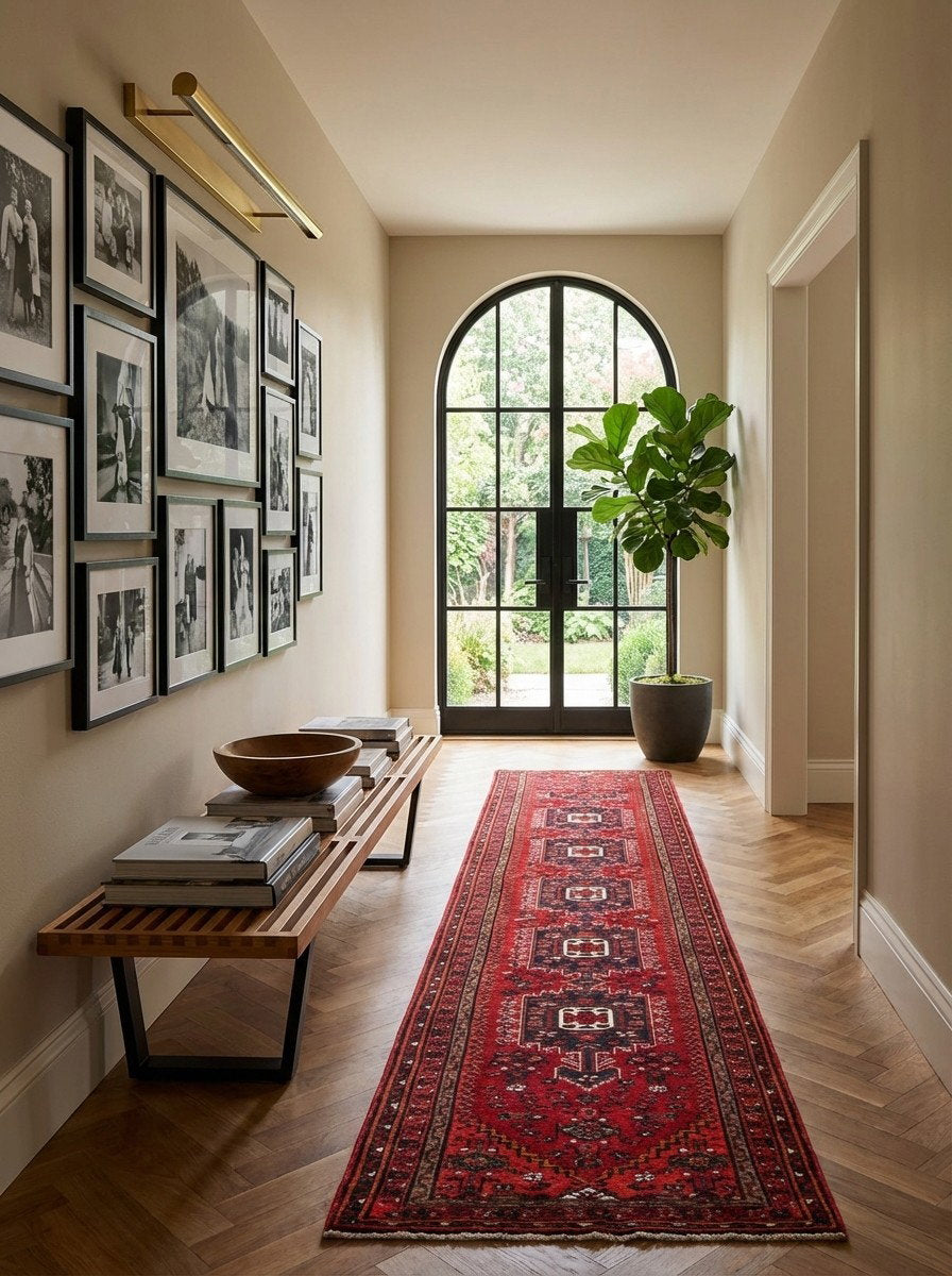 Khamseh — Handgefertigt, 579x80 cm, Rot, 100% Virgin Wool | Detail view